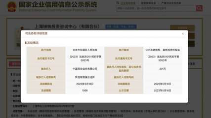 中國(guó)民生信托所持上海錸鈽投資咨詢中心301萬(wàn)元股權(quán)遭凍結(jié)，投資咨詢服務(wù)或受影響